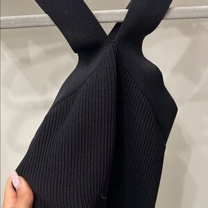 Babaton Black Ribbed Midi Dress